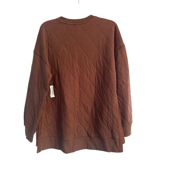 NWT Old Navy Women's Brown Quilted Crew Neck Oversized Sweatshirt Size Small - Picture 2 of 6